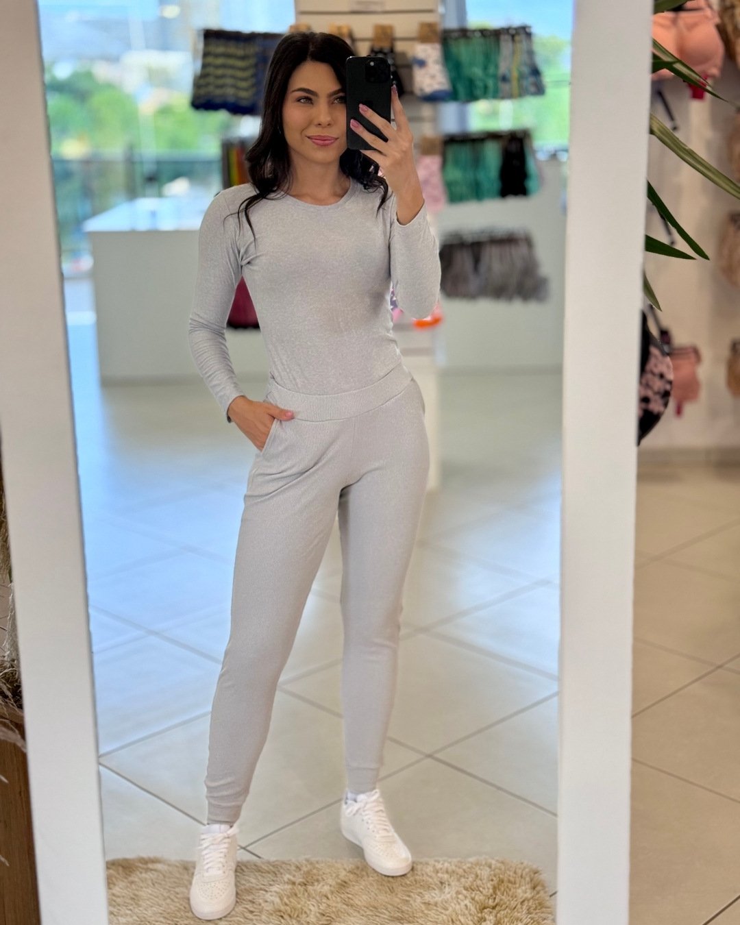 CALÇA CANELADA DE PUNHO MARAAZUL